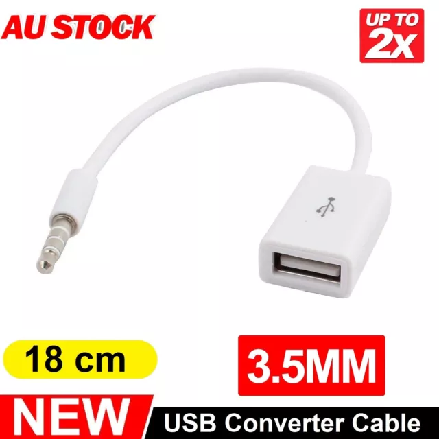 NEW Male Plug Jack 3.5mm To USB 2.0 Female AUX Audio Adapter Converter Cable AU