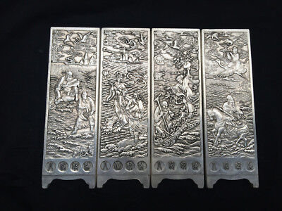 China's folk old Tibet silver Carved pattern Eight Immortals crossing sea screen