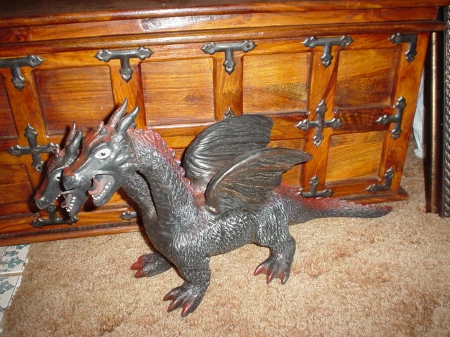 Large 2 Headed Fantasy Winged Dragon Stuffed Rubber Figure