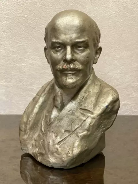 LENIN bust GZHEL 1940 Antique USSR STATUE FIGURINE EARLY Soviet ERA