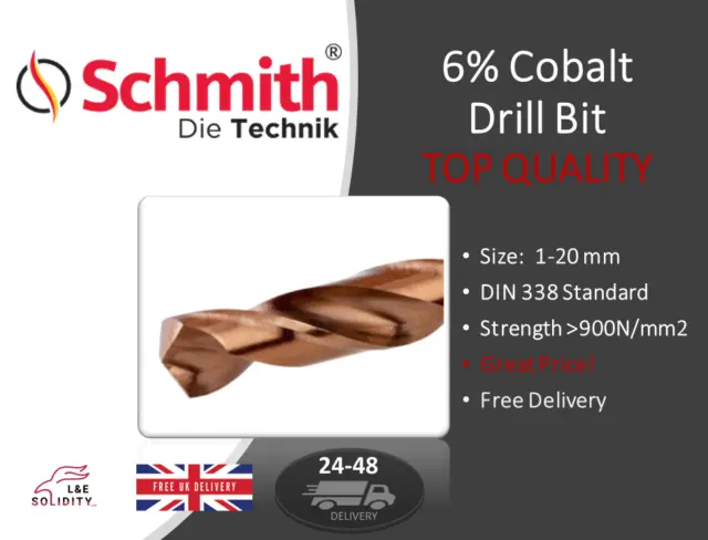 Schmith HSS Bit Drill Bits Set Cobalt6% Jobber Top Quality Metal Steel Cast Iron