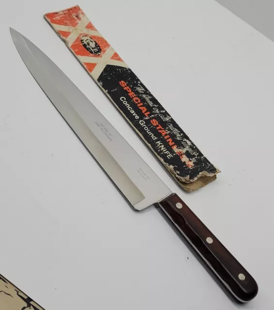 VTG Case XX CAP 200 10" Kitchen Chef Knife W Sleeve Wood Handle Stainless Steel