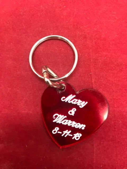 Heart Personalized Keychain Custom Names Free Engraved Single Heart key chain 3