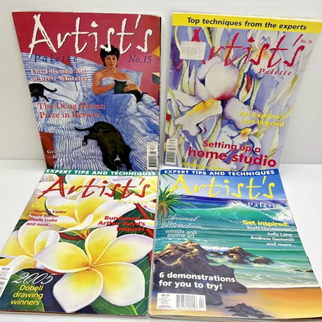 4x Artist's Palette Magazines #15 #26 #38 #40 Acrylics Oils Pastels Mixed Media