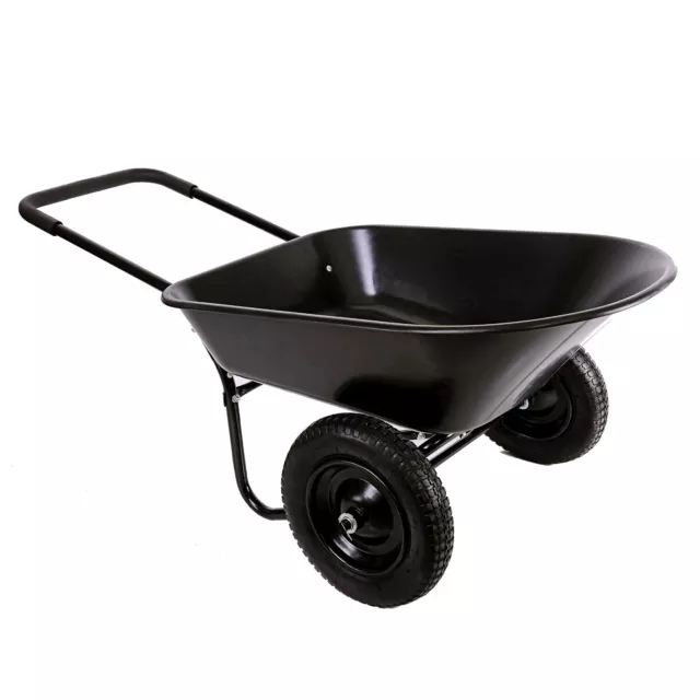 Garden WHEELBARROW 150kg Heavy Duty 85L Plastic Yard Barrow 2 Wheels Pneumatic