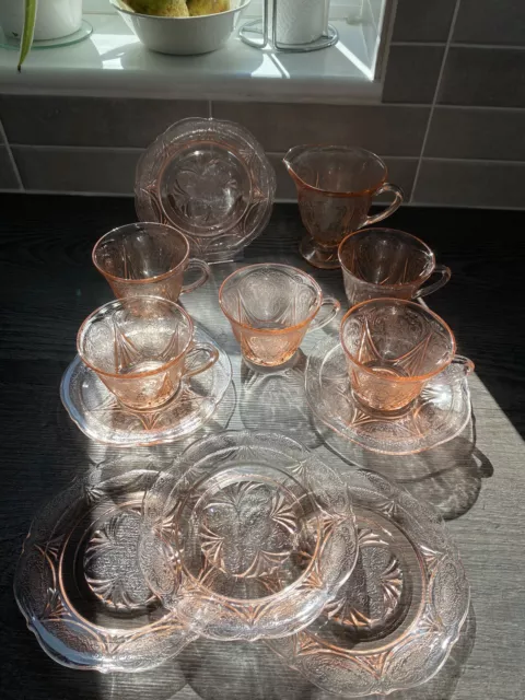 Vintage 1930's American Hazel Atlas Royal Lace Pink Depression Glass. You Choose