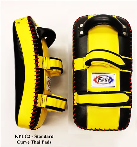 GENUINE FAIRTEX MUAYTHAI Standard Curve Kick Pad YellowBlack Limited Stock KPLC2