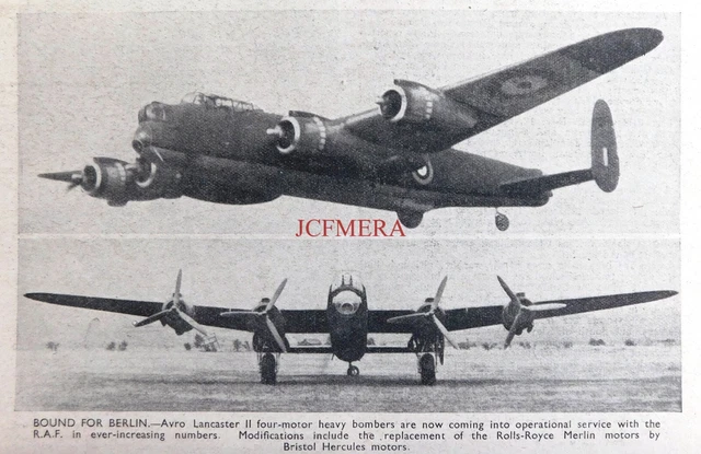 AVRO LANCASTER II Hercules Engined Bomber Aircraft 2 WW2 Photo Print 