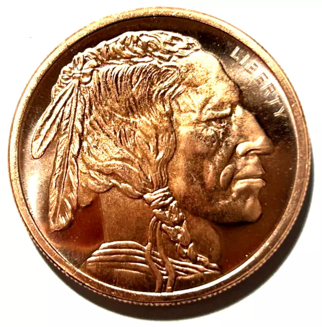 1 oz Geronimo & Buffalo Liberty Copper Round Coin.