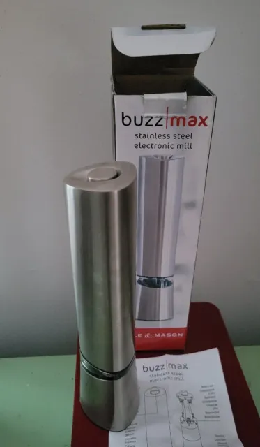 Cole & Mason Buzz/Max Stainless Steel Electronic Pepper Mill  Retail $60+