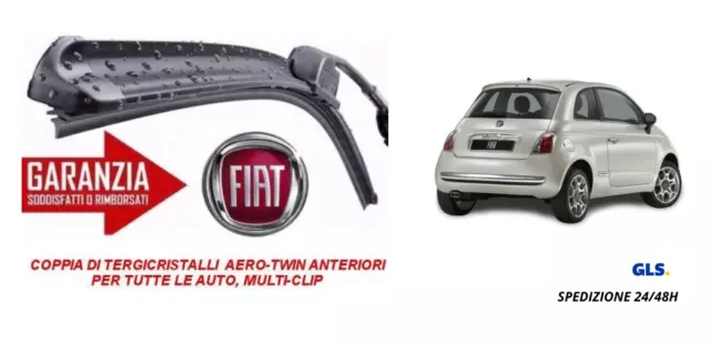 KIT 2 SPAZZOLE TERGICRISTALLO MOD. AEROTWIN ANTERIORI FIAT 500 dal 2007 in poi