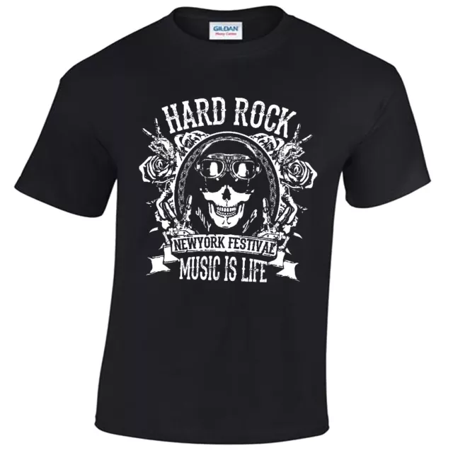 Music Is Life T-Shirt Uomo Fascia Grunge Rock Festival Sdrucito Punk Cool Rocker