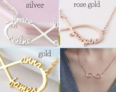 Collana con nome personalizzato in oro: targhetta personalizzata in argento sterling, gioielli incisi in oro rosa, regalo perfetto per lei, catena unica con nomi - Italia