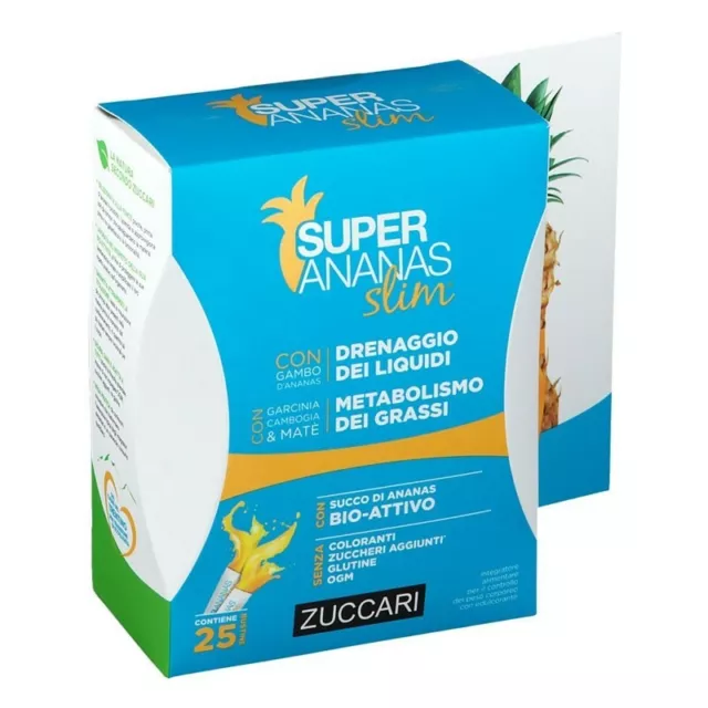 ZUCCARI super ananas slim 25 bustine - integratore per drenaggio dei liquidi