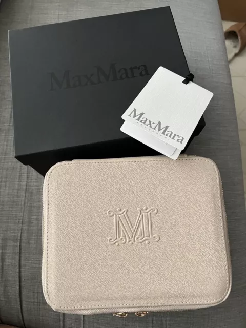 Max Mara Vanity Beauty Travel Case Gold Hardware w/ Mirror NEW IN BOX VIP GIFT