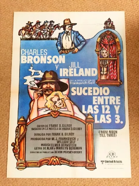 FROM NOON TIL THREE Original WESTERN Movie Poster CHARLES BRONSON JILL IRELAND