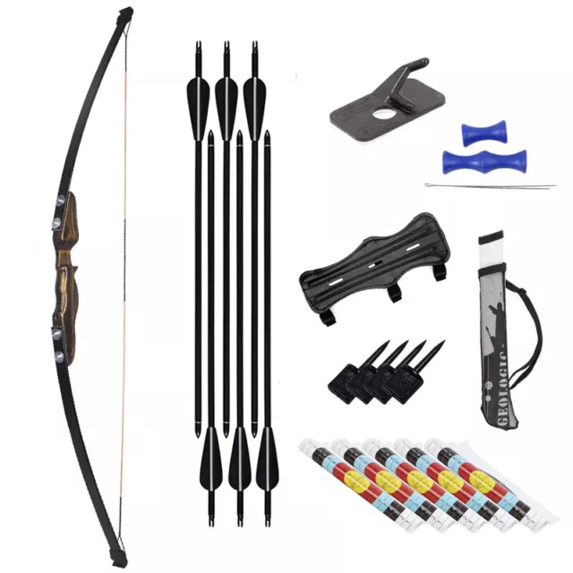 Recurve Bow Take Down LongBow 30Lbs/40Lbs with Fiberglass Arrows and Arrow Tube