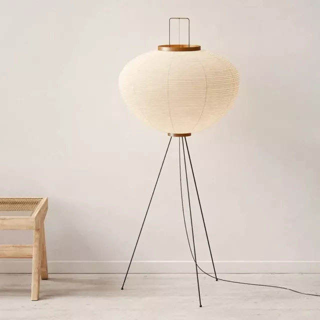 Isamu Noguchi Akari Modern Japanese Rice Paper Wabi-sabi Style Tall Floor Lamp