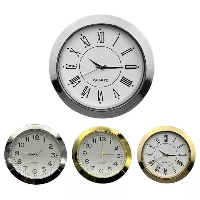 Small Quartz Clock Insert 55mm Round Dial Silver Bezel Arabic Numerals