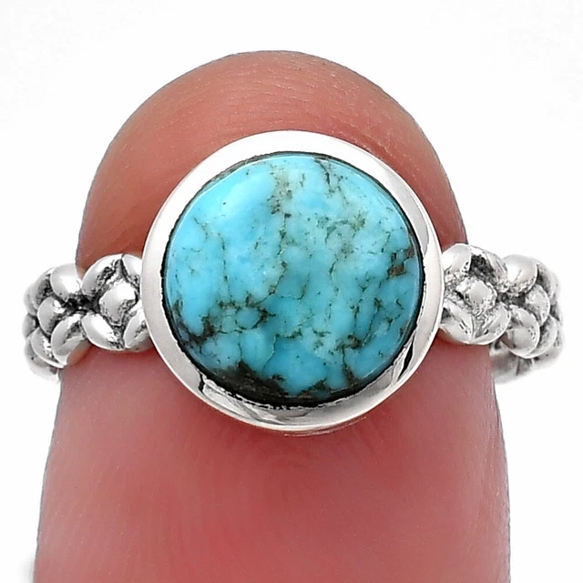 Natural Turquoise Morenci Mine 925 Sterling Silver Ring s.7 Jewelry R-1063