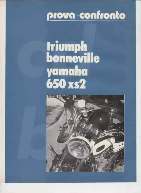 advertising Pubblicità TEST MOTO TRIUMPH BONNEVILLE-YAMAHA 650 XS2 '72-MAXIMOTO