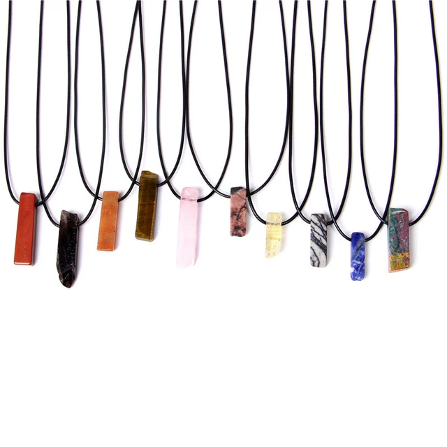 Natural Crystal Pendulum Quartz Stone Pendant Chakra Healing Gemstone Necklace 2