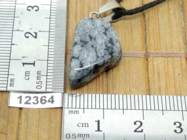 Pendentif OBSIDIENNE FLOCON DE NEIGE + cordon reglable mineraux pierre reiki