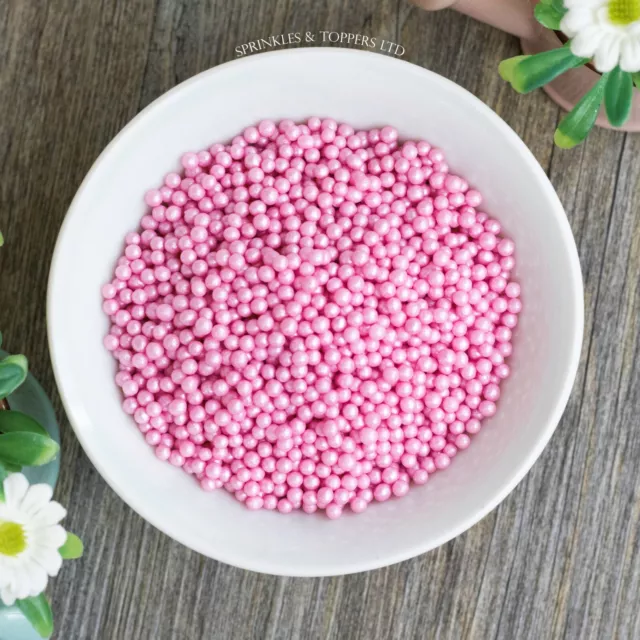 Pink Glimmer Pearls Sprinkles (3-4mm) Cupcake / Cake Decorations