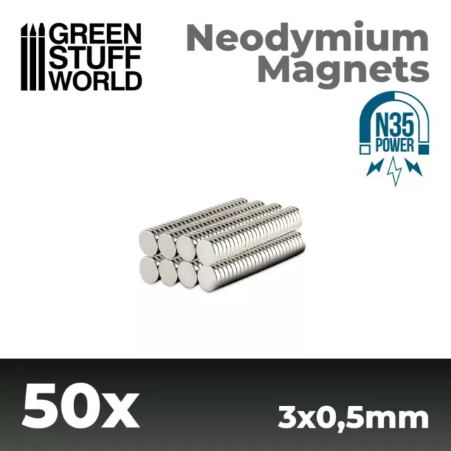 50x Imanes Neodimio - 3x0,5mm (N35) Hobby Modelismo Warhammer