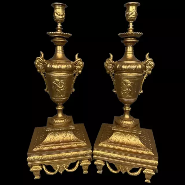 Timeless Elegance: Pair of 19th Century French Louis XVI Alloy Candelabras