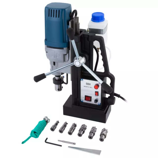 2" Magnetic Drill Press w 6 Core Drill Bits 3500lbf Best Drilling Machine 1550W