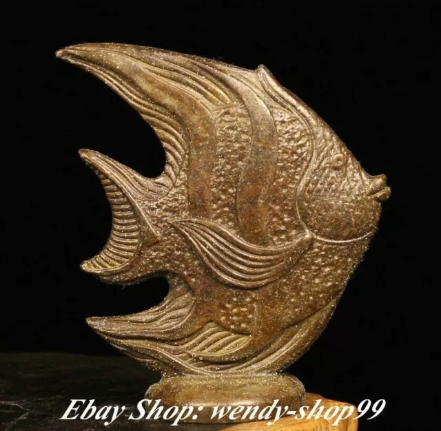 2.9"Collect Old China Dynasty Bronze Fengshui Exorcize Fish Goldfish Statue