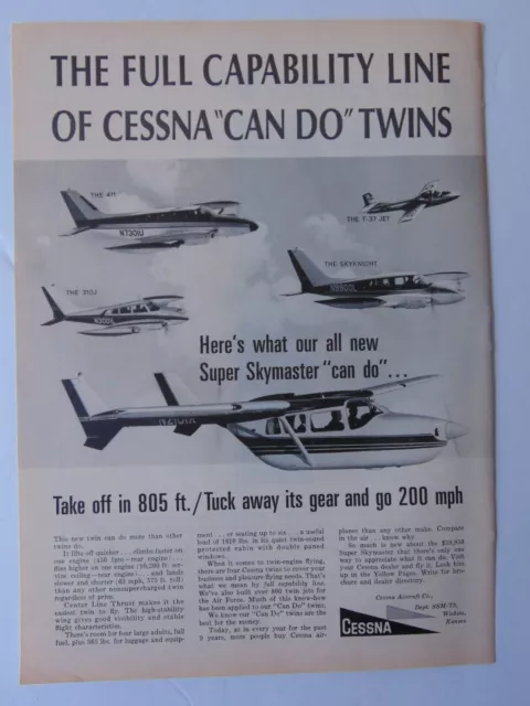 1965 CESSNA AIRPLANES vintage art print ad