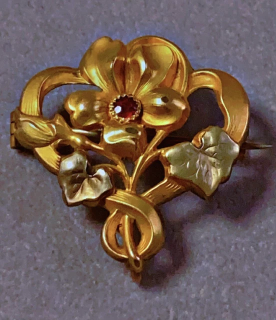 Broche Ancienne Oria – Plaqué Or – Style Art Déco – Bon état