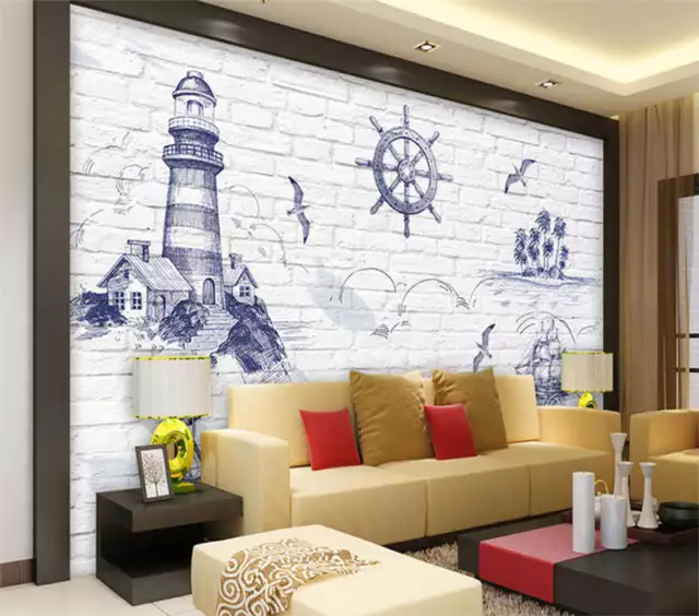 ShouHui mediterráneo 3D  Lleno Pared Mural Foto  Papel Pintado Impresión Casa D