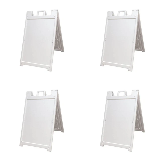 Plasticade Deluxe Signicade Portable Folding Double Sided Sign, White (4 Pack)