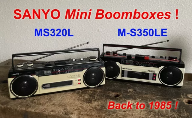 SANYO MS320L + M-S350LE / NEW BELTS /VERY GOOD CONDITION 2 Mini BOOMBOX #VIDEO !