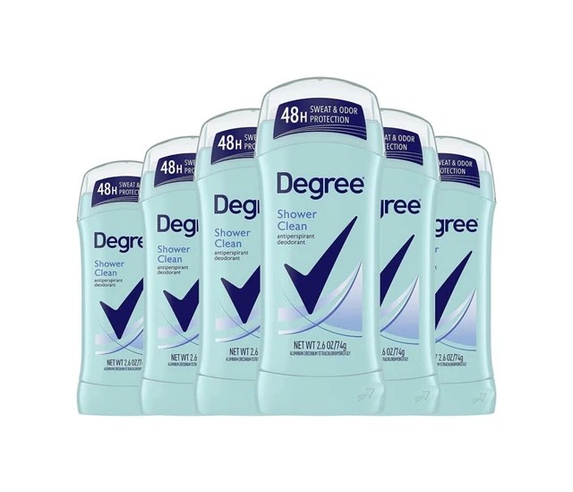 DEGREE ADVANCED ANTIPERSPIRANT Deodorant Shower Clean 48 Hour PACK OF 6