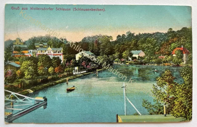 AK Gruß aus Woltersdorfer Schleuse Berlin 1914