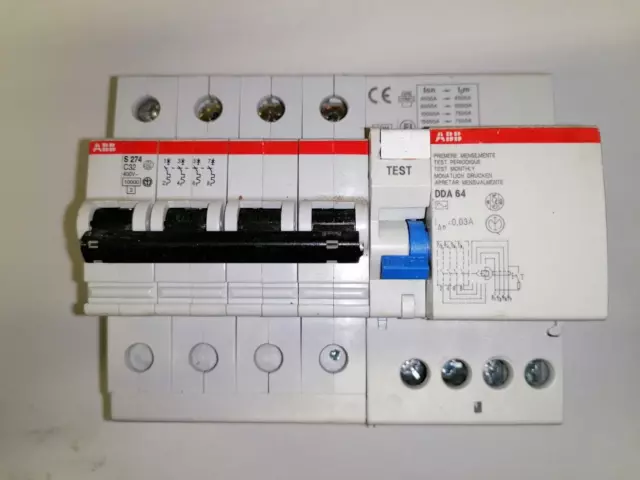 ABB  - INTERRUTTORE MAGNETOTOTERMICO DIFFERENZIALE 4 poli 32A id. 0.03A