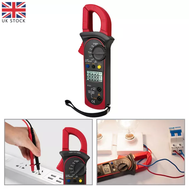 Auto Range Digital Multimeter Tester Handheld AC DC Current Ohm Amp Clamp Meter