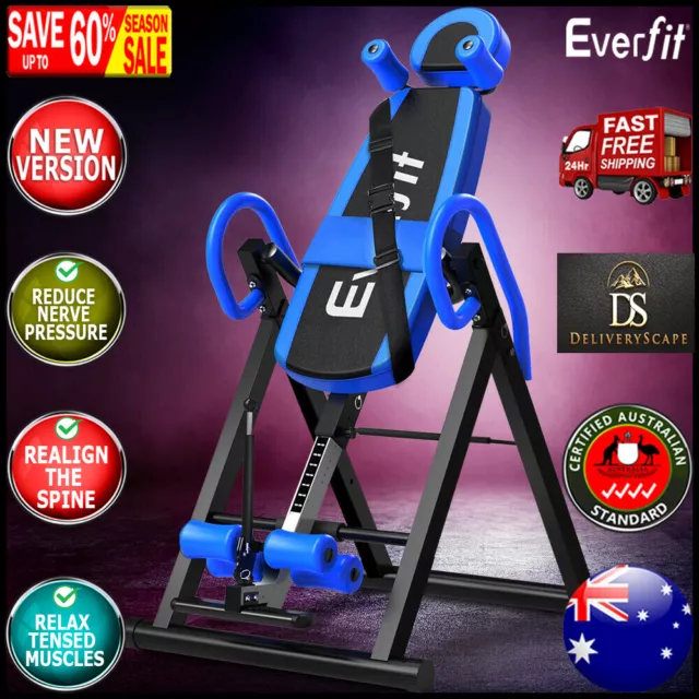 Everfit Gravity Inversion Table Foldable Stretcher Inverter Home Gym Fitness New