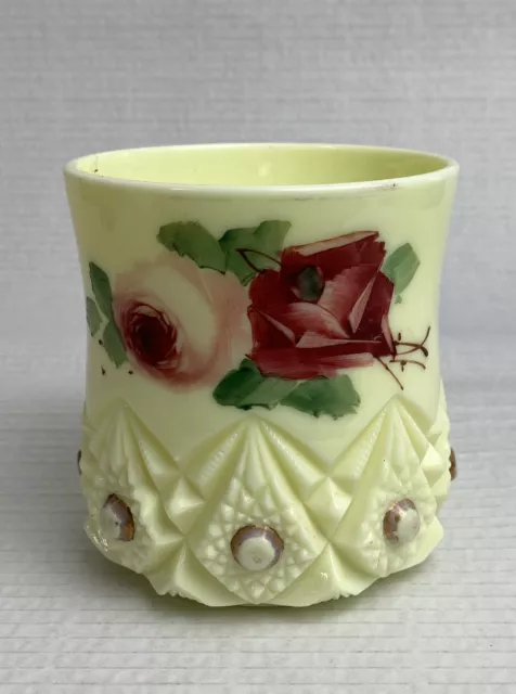 EAPG Jefferson Diamond Peg Custard Glass Spooner 1911