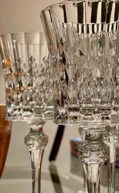 stemware vintage Crystal Of America  Wine Glass Water Goblet Bar ware Hollywood