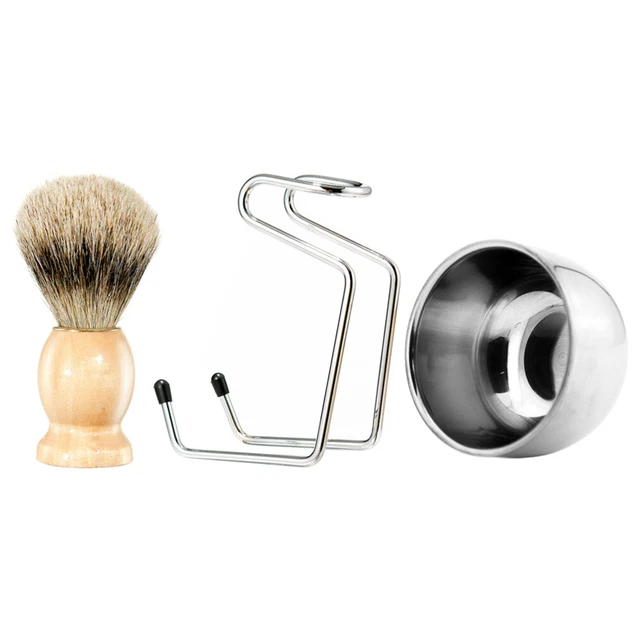 3 piezas Herramienta de afeitar barba para hombre cepillo de afeitar plato de afeitar para