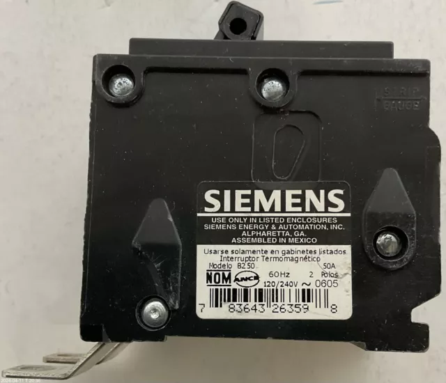 Siemens B250 50 AMP 240V 2 Pole Type BL Bolt On Circuit Breaker