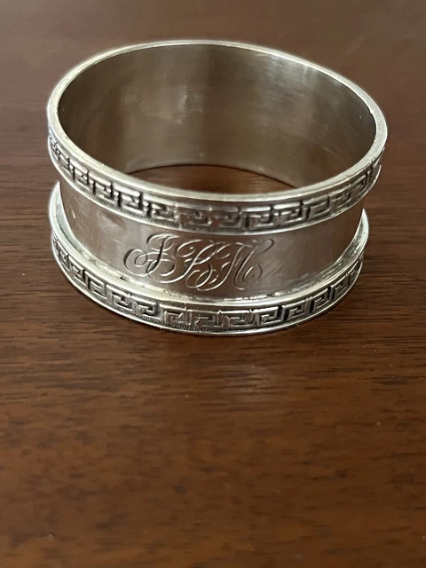 Vintage Antique Sterling Silver 925 Napkin Ring Holder Art Deco Hand Engraved