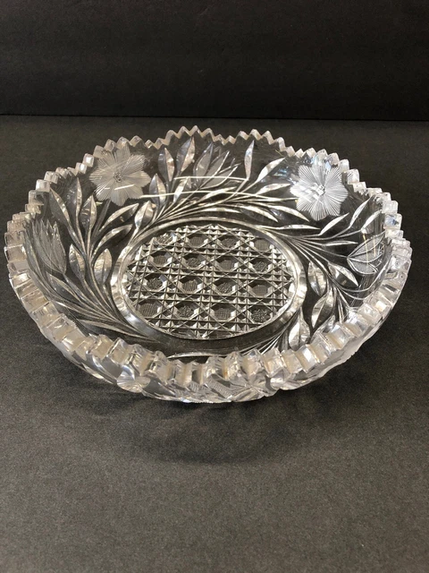 Vintage Antique American Brilliant Period Cut Glass Viscera Pattern Bowl