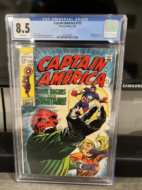 Captain America #115 | Cgc 8.5 White Pages | Final 12 Cent | Red Skull | Marvel