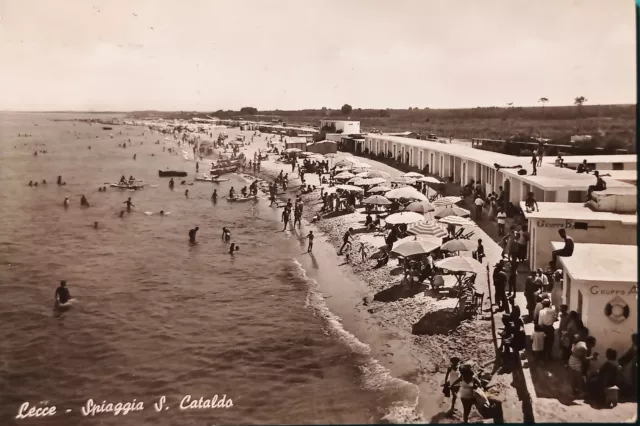 Cartolina - Lecce - Spiaggia S. Cataldo - 1955